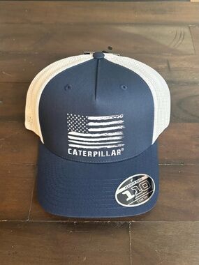 Caterpillar Navy & White Mesh Flexfit Cap